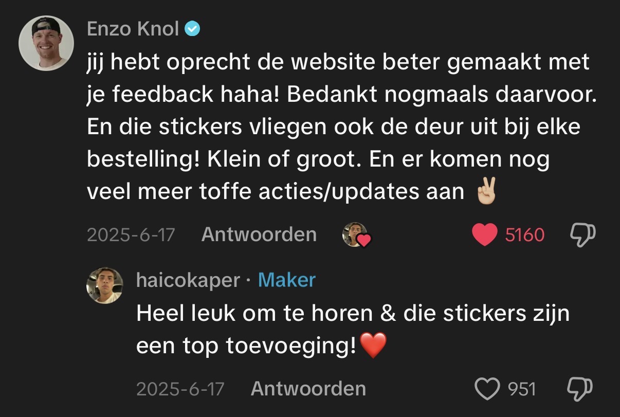Reactie van Enzo Knol op een website review