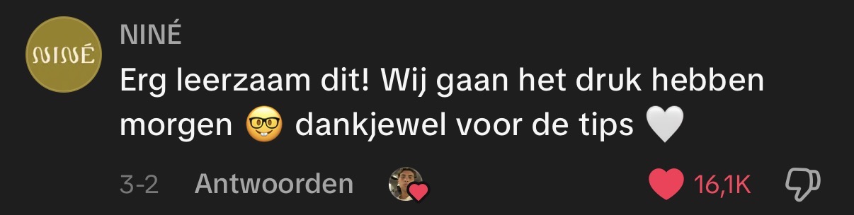 Reactie van Nina Warink op een website review