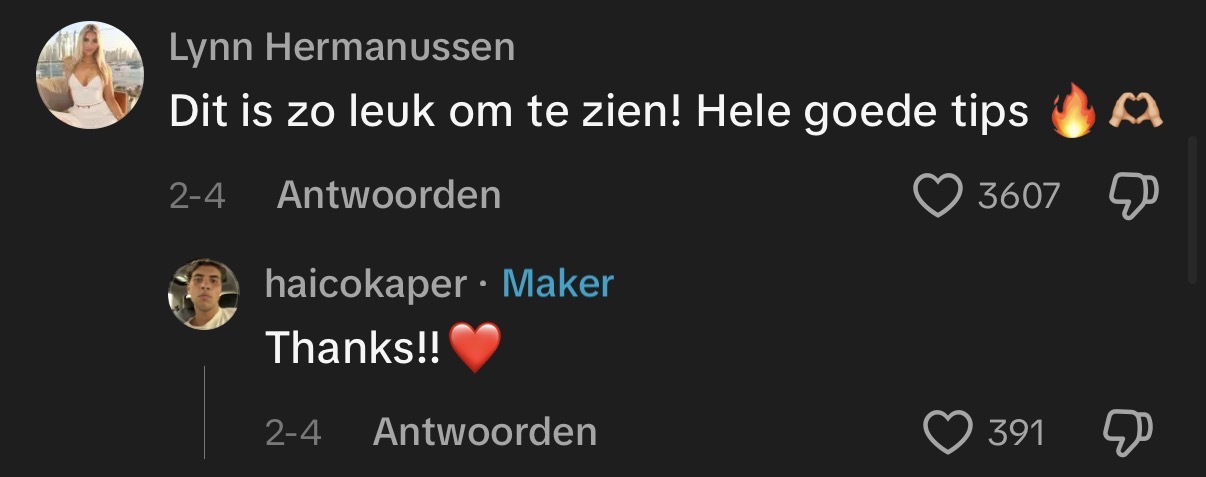 Reactie van Lynn Hermanussen op een website review